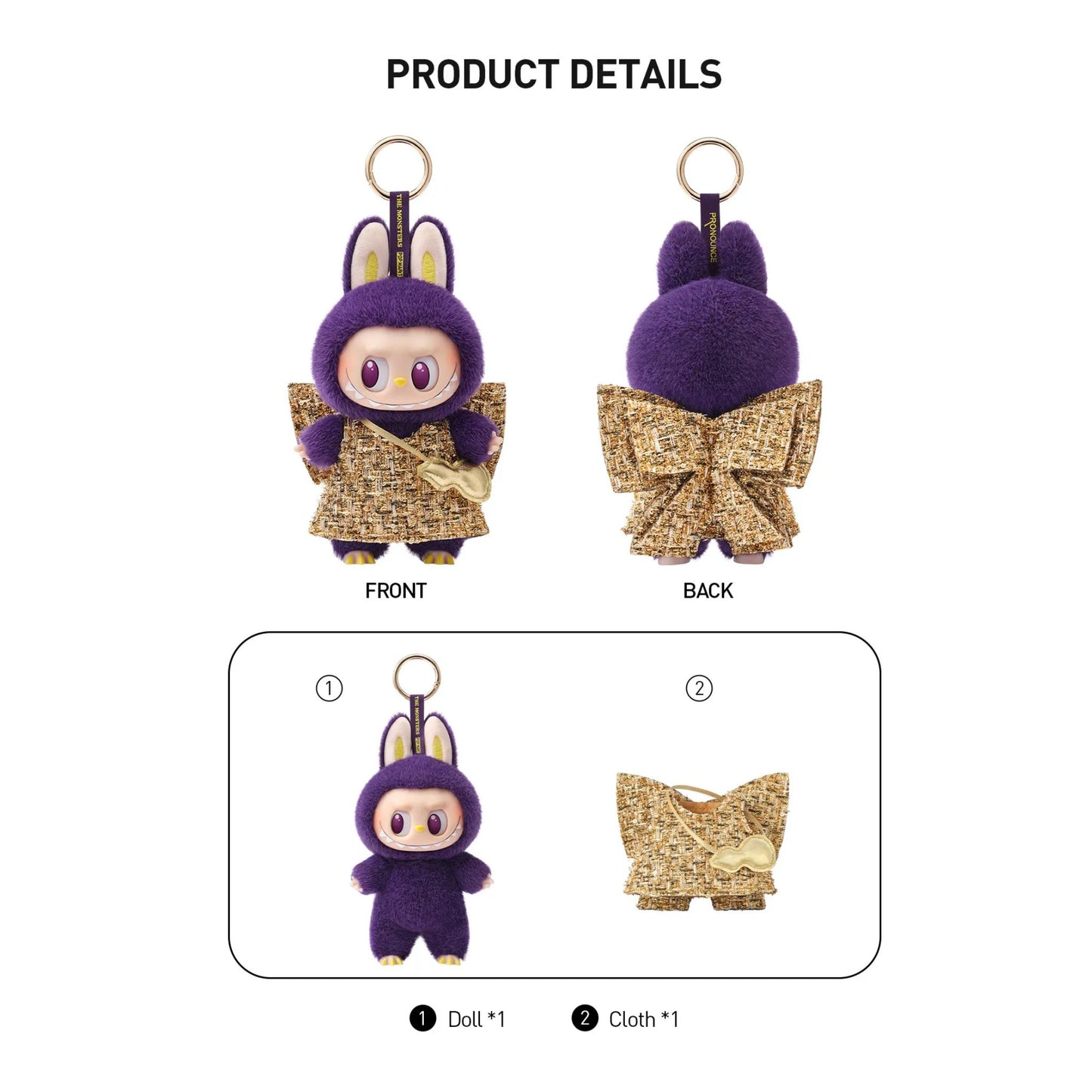POP MART The Monsters LABUBU X PRONOUNCE Wings of Fortune Plush Pendant