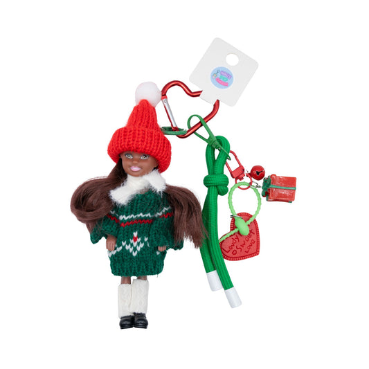 Handmade Mini Barbie Kelly Style Holiday Christmas Keychain/Bag Charm