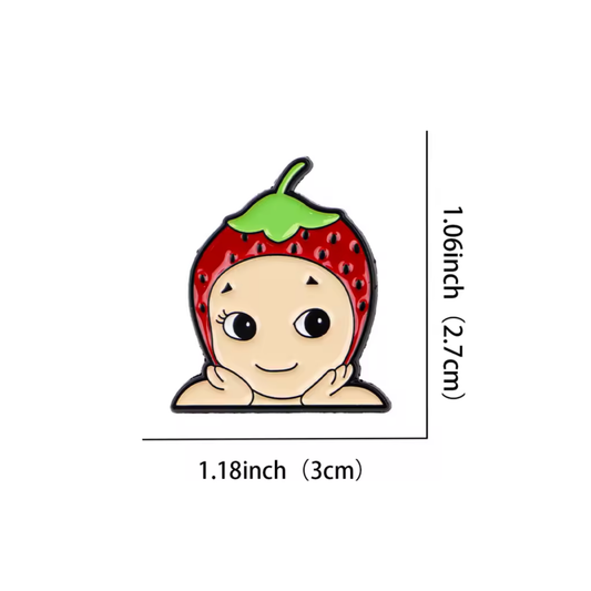 Custom Sonny Angel Strawberry Head Enamel Pin