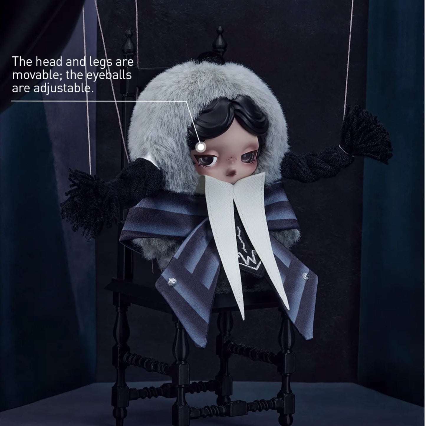 POP MART SKULLPANDA × Wednesday Plush Pendant (Nevermore Academy Uniform Version)