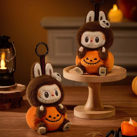 POP MART Labubu Haloween Sitting Pumpkin Plush Pendant
