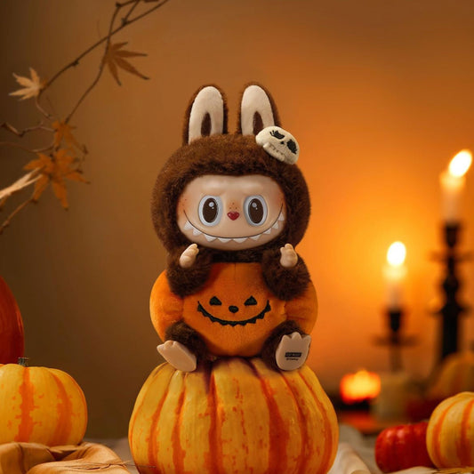 POP MART Labubu Haloween Sitting Pumpkin Plush Pendant